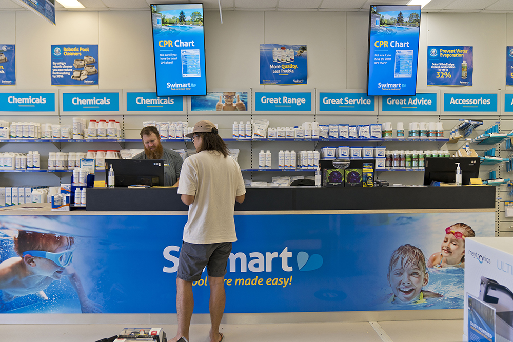 Swimart's signage provides helpful safety information such as CPR advice. Photo: Mandoe Media. Mandoe Media_Swimart's signage provides helpful safety information such as CPR advice. Photo: Mandoe Media.