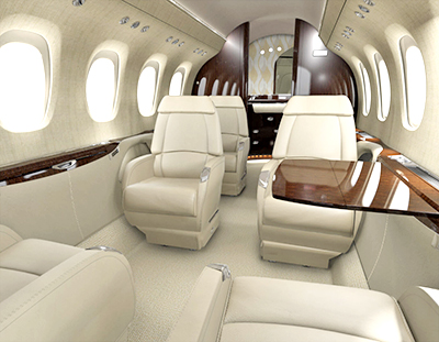 Cessna Citation Latitude shows off a stylish personalised interior in Bisque finish.