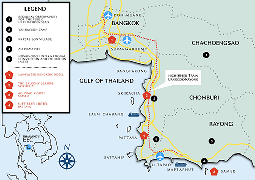 Map of Thailand's EEC region.