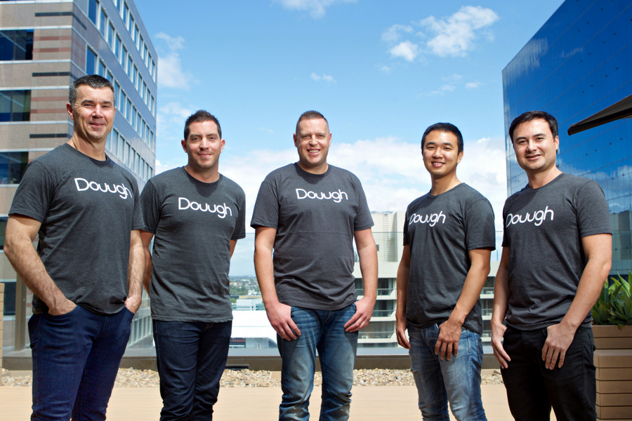 The Douugh fintech development team with CEO and founder Andy Taylor (centre).