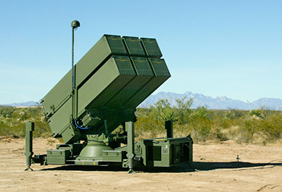 A NASAMS container launcher in the field.