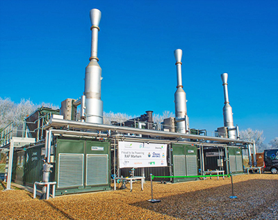 The RAF Markham plant is fed by bio-gas emissions, from food scraps and bio-waste.