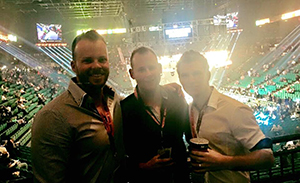 Steve Scanlan (centre) and Jeff Horn at the life-changing Fairweather v Pacquiao fight.