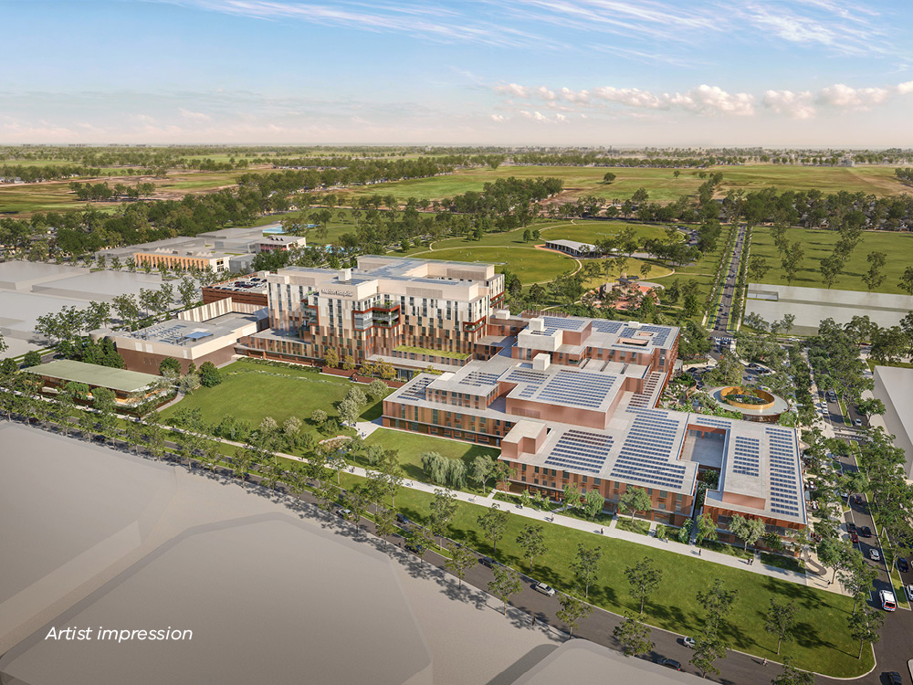 Melton Hospital is using state-of-the-art automation and energy management systems designed by the Honeywell technology group. Image: Artist impression.